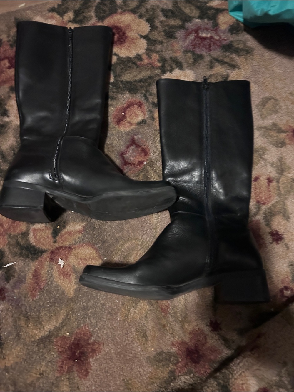 Black Women's Mid-Calf Leather Boots - Classic Zip-Up Style